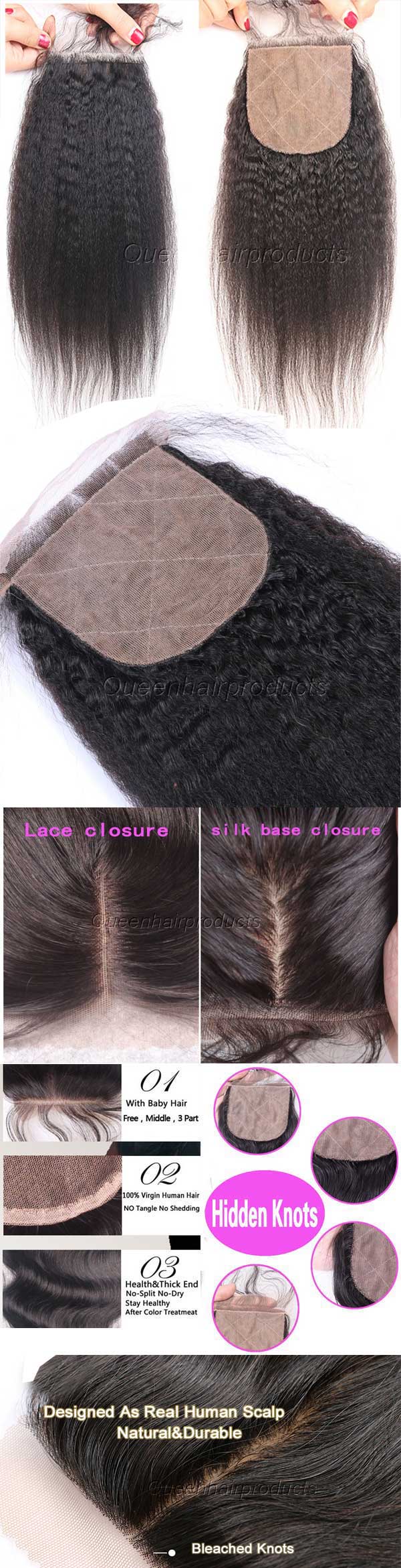 Kinky straight silk closure