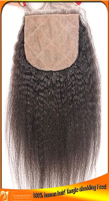 Brazilian Virigin Hair Kinky Straight Silk Base Lace Closure,Never Shedding or Tangle,Factory Price