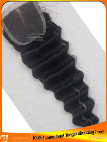 Good Quality Deep Wave Human  Lace Top Closures,Wholesale Price