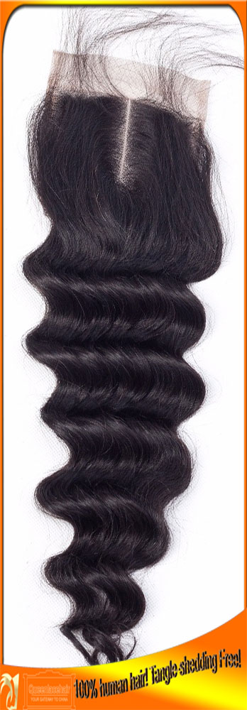 Best Quality Deep Wave Virgin Human Hair Top Lace Closure,Preferential Price,Bleached Knots