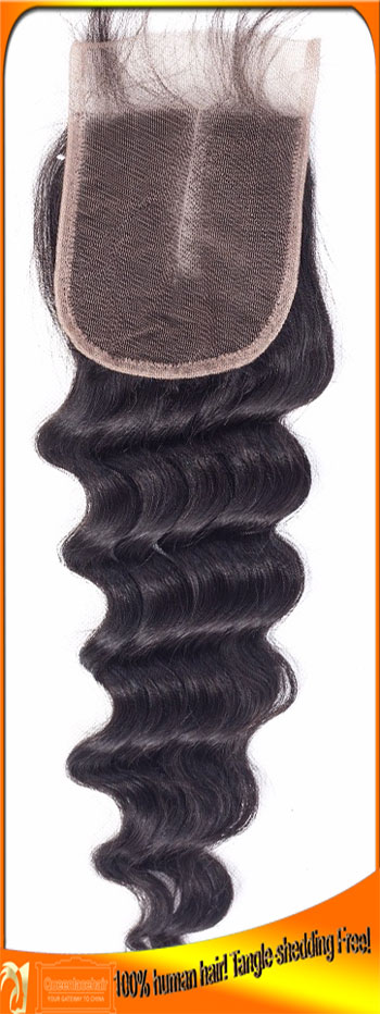 Best Quality Deep Wave Virgin Human Hair Top Lace Closure,Preferential Price,Bleached Knots