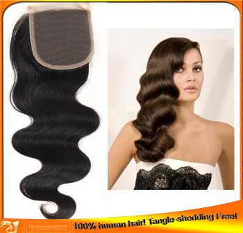 Indian Virgin Human Hair Lace Top Closure 4x4,Bleached Knots
