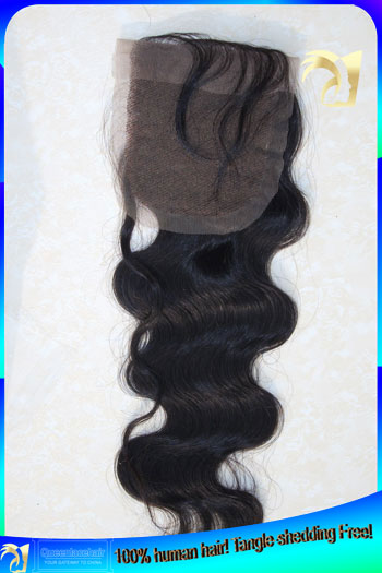 Indian Virgin Human Hair Lace Top Closure 4x4,Bleached Knots