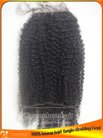 Afro Curl Brazilian Virgin Human Hair Lace Closures Manufacturer,Free Part