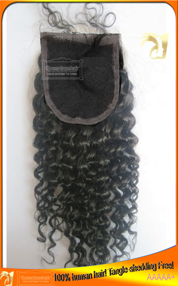 Virgin Peruvian Kinky Curl Human Hair Top Lace Closures Seller