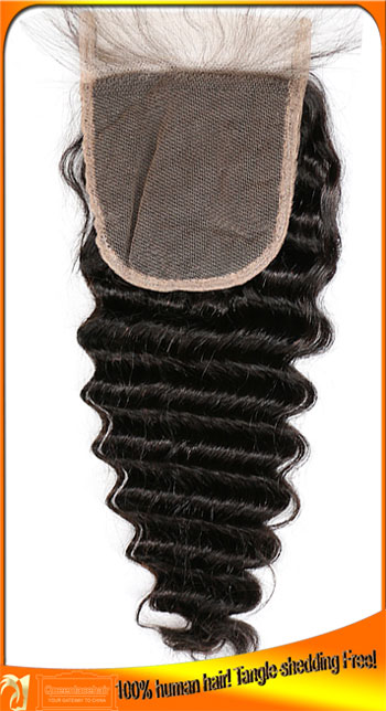 Deep Wave Good Quality Peruvian Human Hair Lace Top Closure,Affordable Price