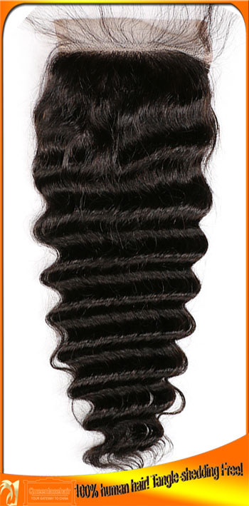 Deep Wave Good Quality Peruvian Human Hair Lace Top Closure,Affordable Price