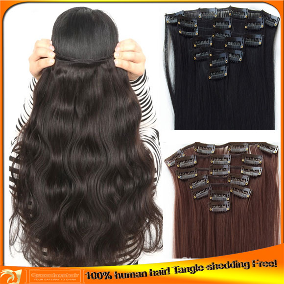 Cheap Indian Human Clip on Hair Extensions