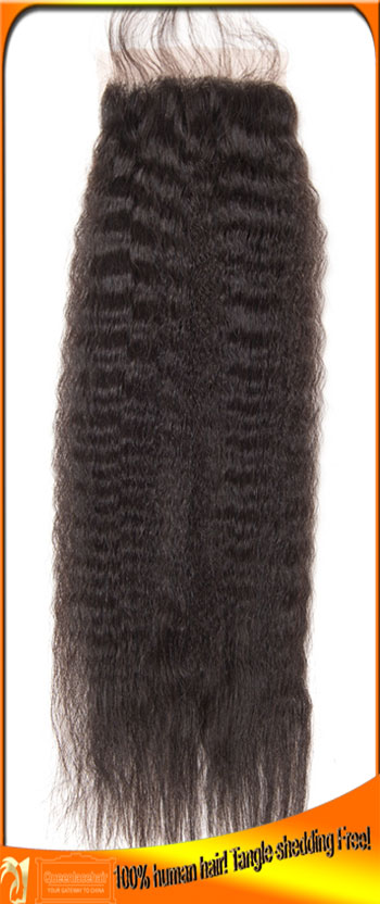 Brazilian Virigin Hair Kinky Straight Silk Base Lace Closure,Never Shedding or Tangle,Factory Price
