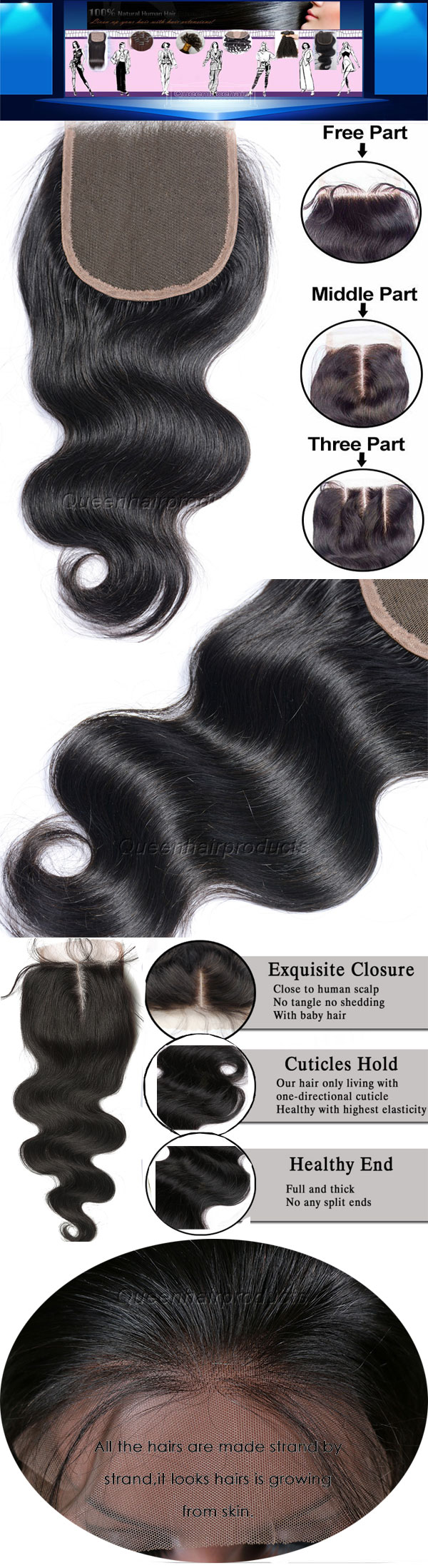 brazilian lace closures 4*4